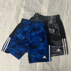 Adidas Kids' Blue and Gray Patterned Shorts